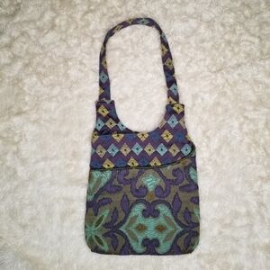 Maruca Tapestry Shoulder Bag Handmade Purse USA Art To Wear Lagenlook Purple